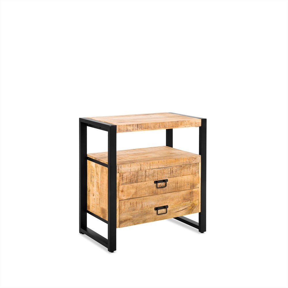 Britt industrieel ladekastje van mangohout en staal