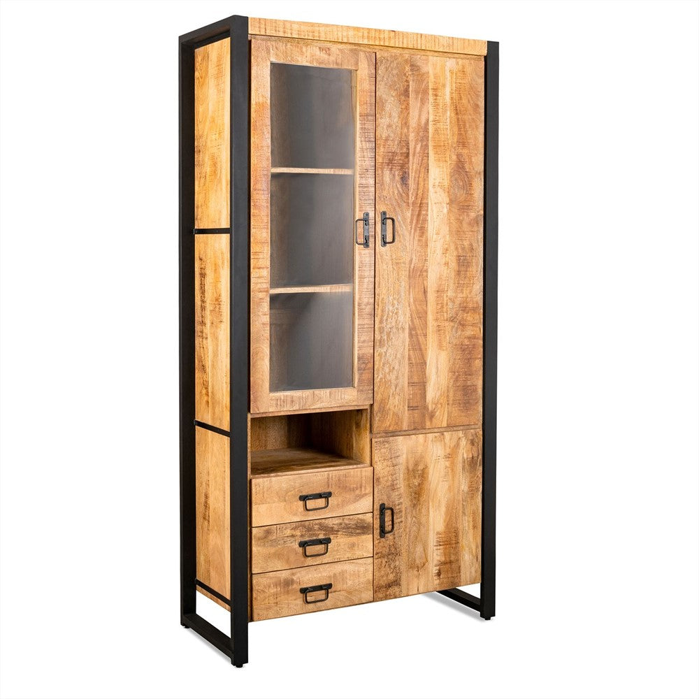 Britt vitrinekast met glazen deur links – massief hout