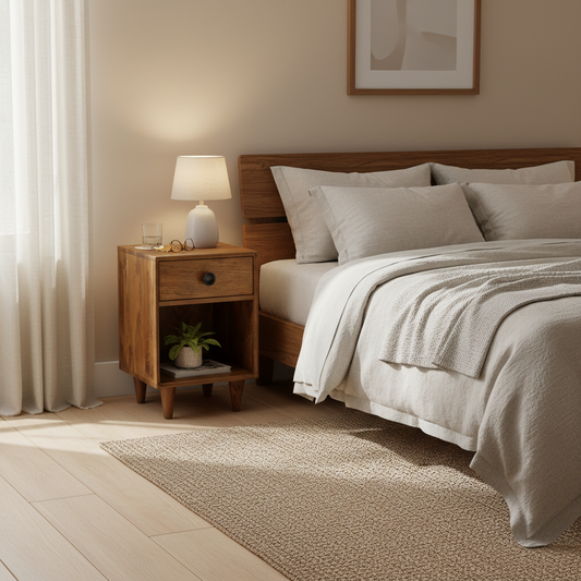 Retro houten nachtkastje | by Mooss | Sfeervol & functioneel