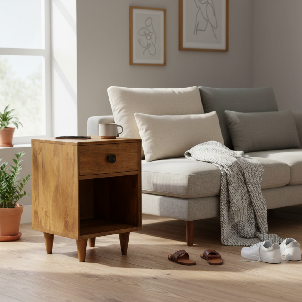 Retro houten nachtkastje | by Mooss | Sfeervol & functioneel