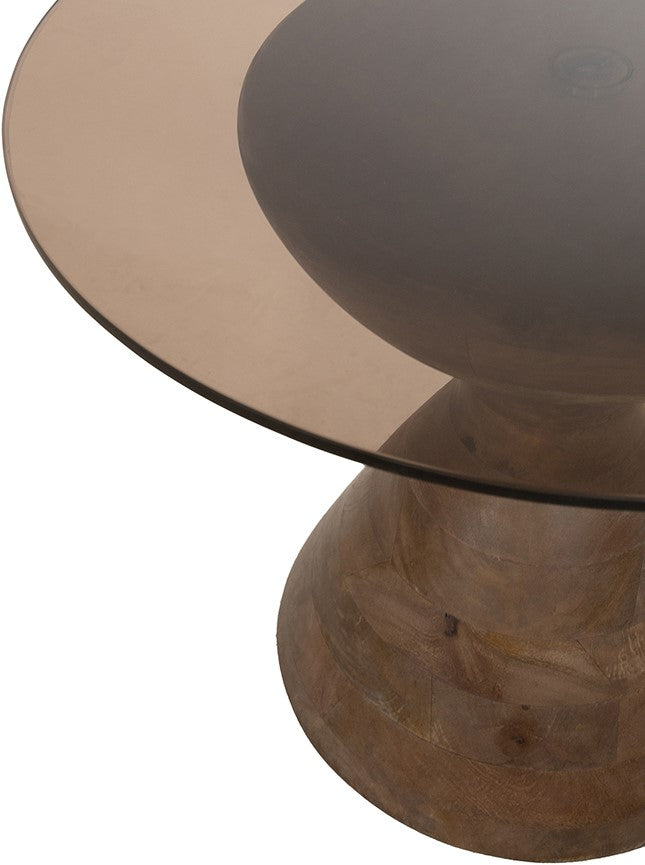 Bijzettafel Yves Ø57 – Walnoot Look & Glas