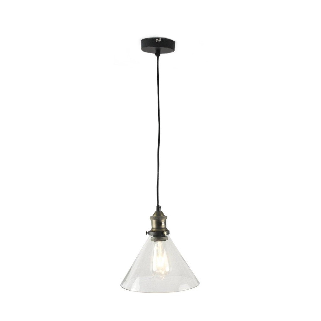 Hanglamp Valentino brons zwart met glas Ø24 cm