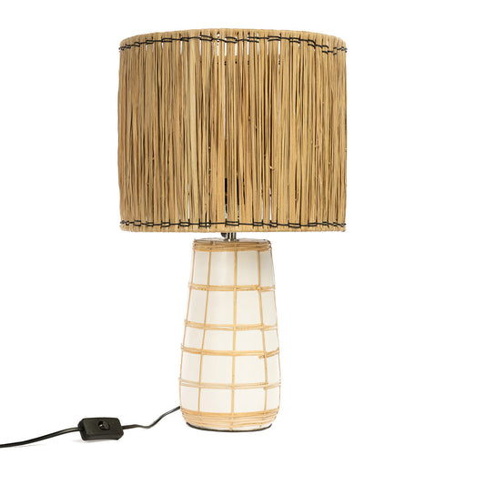 Molokai Tafellamp – Boho Wit-Naturel Terracotta & Gras