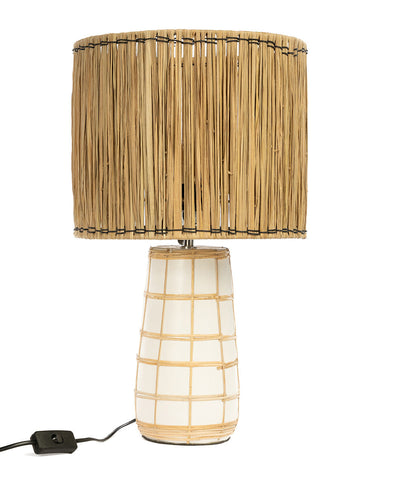 Molokai Tafellamp – Boho Wit-Naturel Terracotta & Gras
