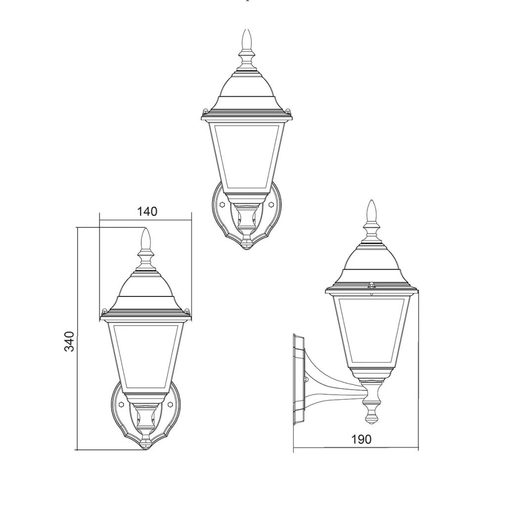 Klassieke zwarte Aluminium LED buitenlamp Alicia