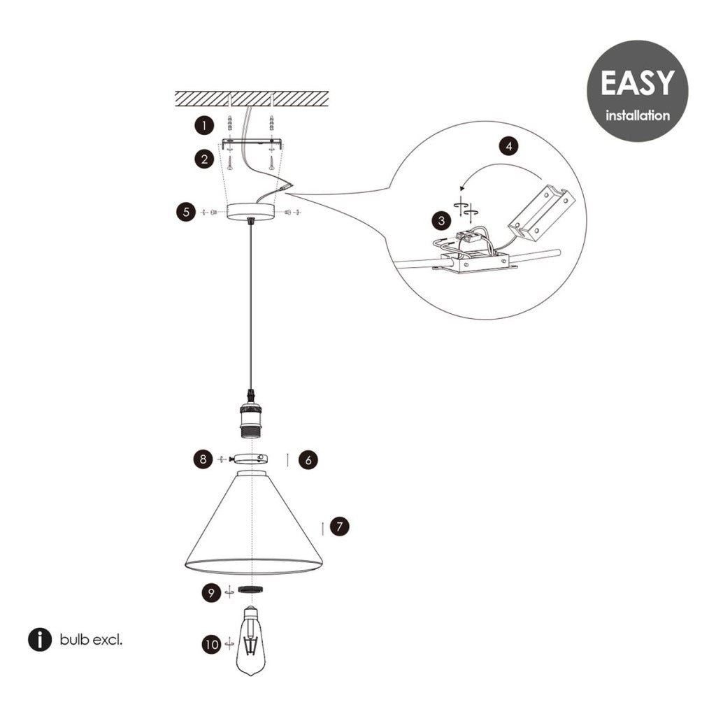 Hanglamp Valentino brons zwart met glas Ø24 cm