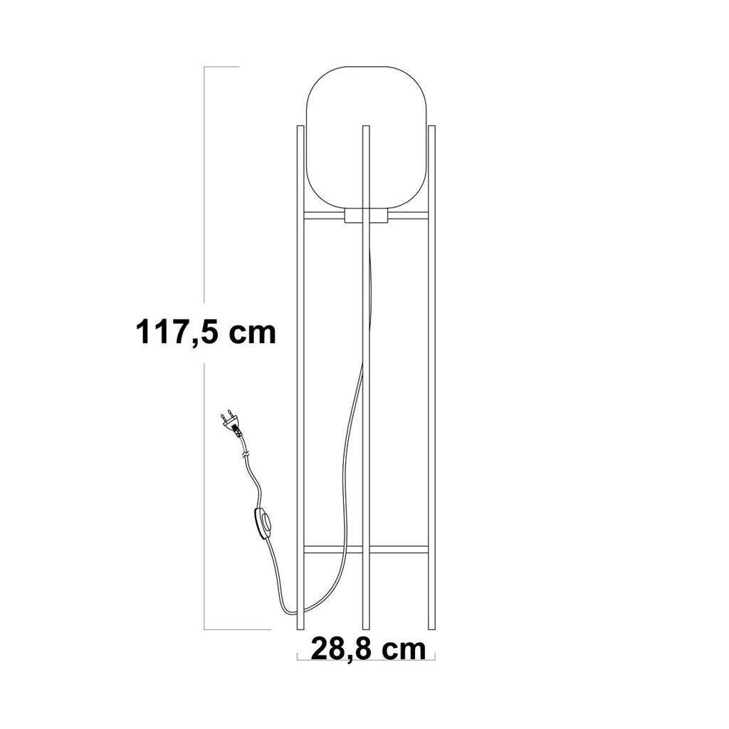 Maatvoering tekening vloerlamp Bas