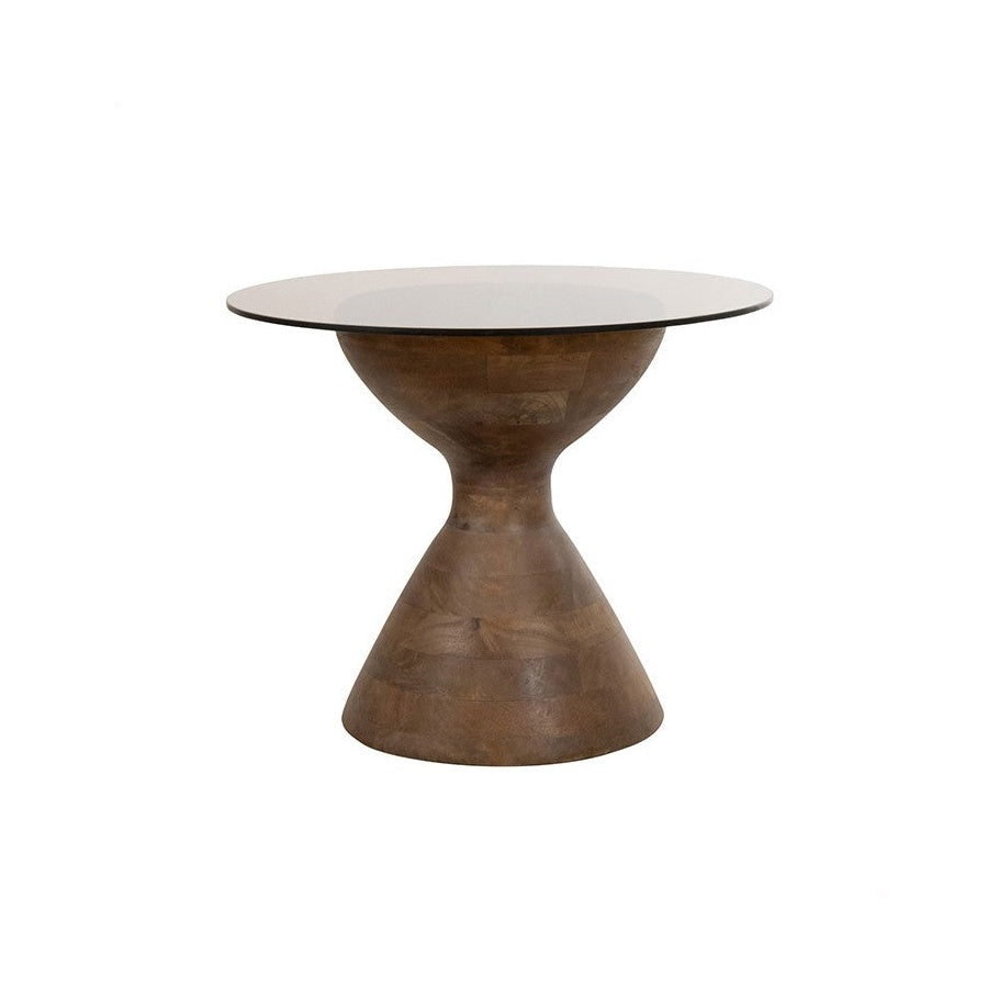 Bijzettafel Yves Ø57 – Walnoot Look & Glas - Vrijstaand productbeeld Rimisa