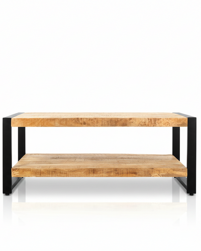 Britt salontafel met onderblad 110 cm – massief mango hout