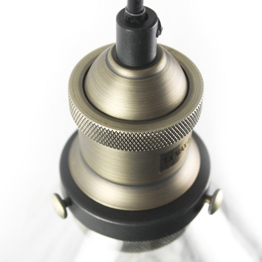 Hanglamp Valentino brons zwart met glas Ø24 cm