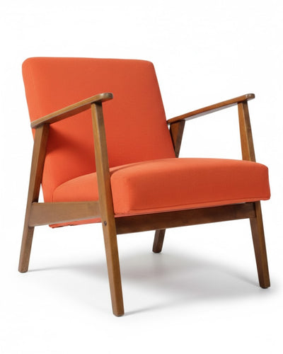 Trendy retro fauteuil oranje corduroy by Mooss jaren ’60