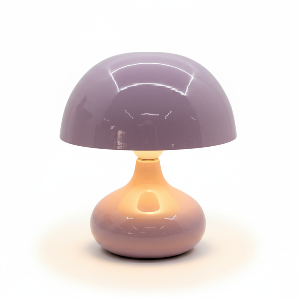 Lila metalen tafellamp By Mooss Enamel Ø18 cm met hoogglans afwerking