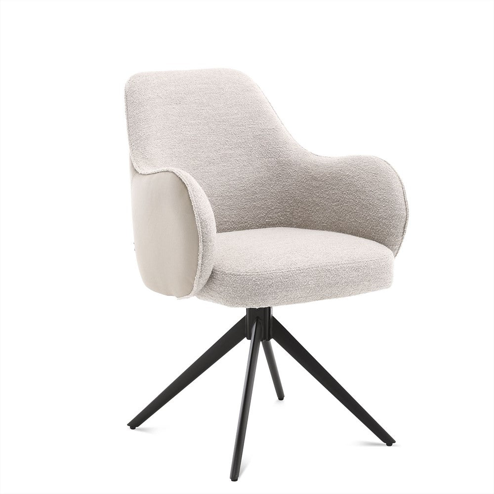 Eetkamerstoel Kyler van Benoa in beige two-tone stof met zwarte draaipoot, gefotografeerd als losse productstoel.