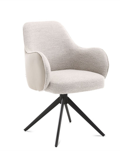 Kyler eetkamerstoel beige – two-tone stof met luxe diepte