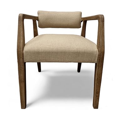 Luxe Japandi armstoel van mangohout met zachte naturel stoffering voor de woonkamer - Rimisa