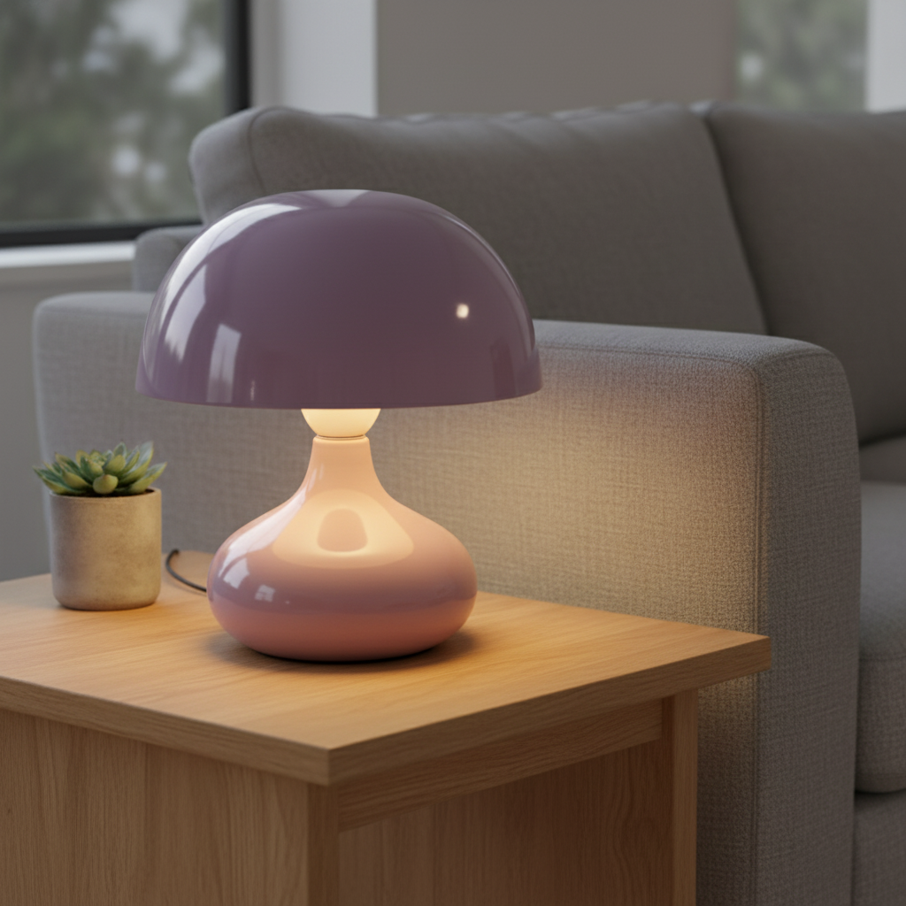 Lila Hoogglans Metalen Tafellamp - Gezellige Sfeer - CustomAI setting