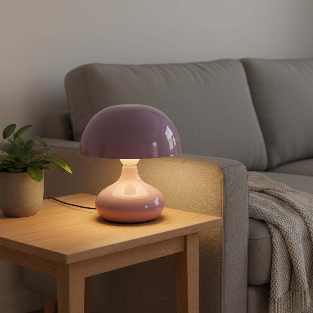 Lila Hoogglans Metalen Tafellamp - Gezellige Sfeer - CustomAI setting