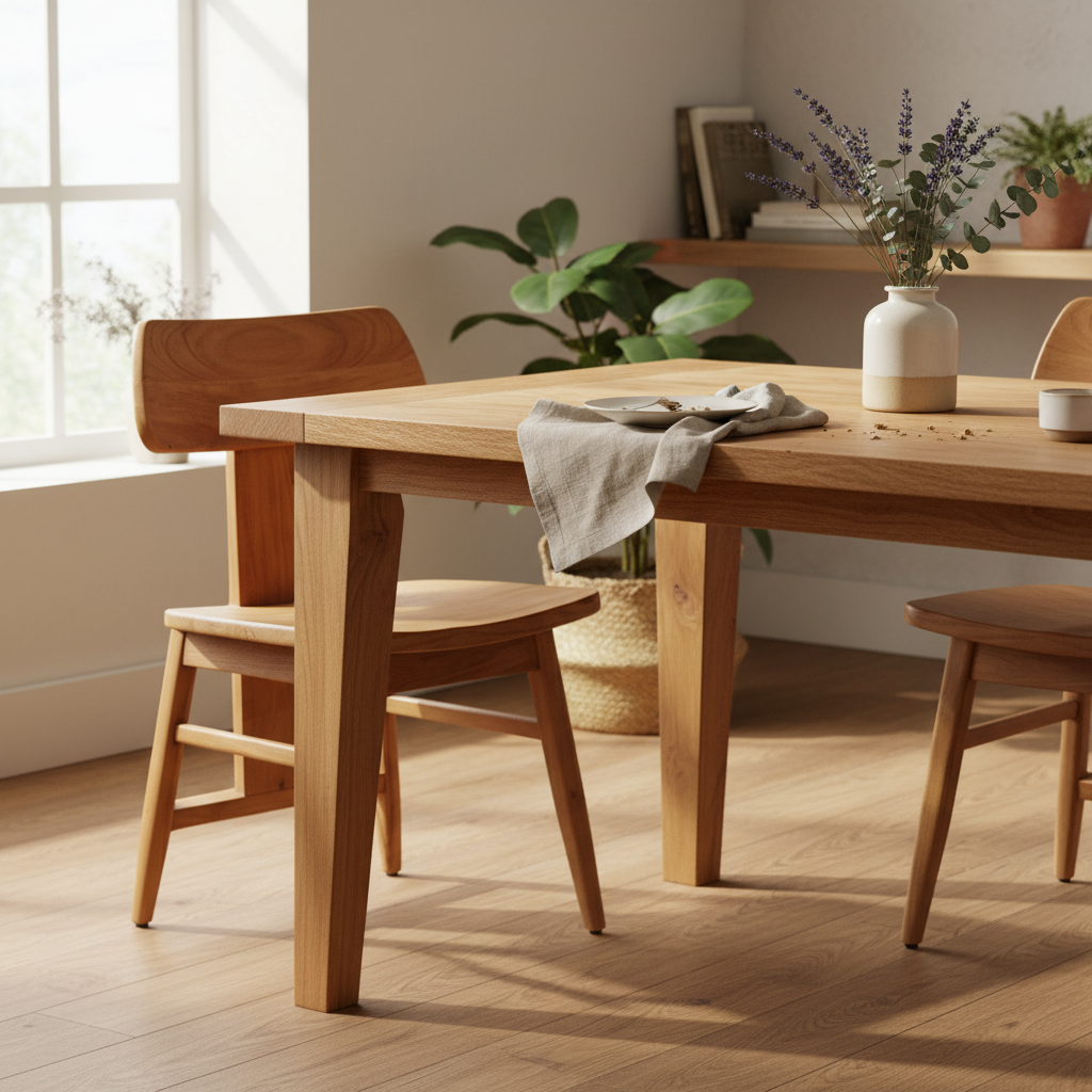 LovYa Eetkamerstoel Teakhout Naturel: Gemaakt voor Stevige Avonden, Warm Zitcomfort. - CustomAI setting