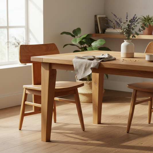 LovYa Eetkamerstoel Teakhout Naturel: Gemaakt voor Stevige Avonden, Warm Zitcomfort. - CustomAI setting