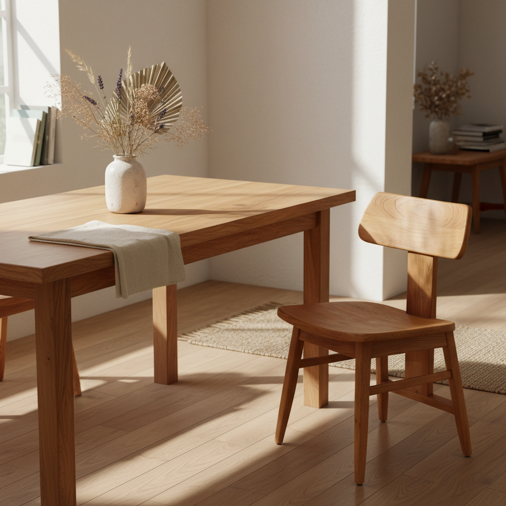 LovYa Eetkamerstoel Teakhout Naturel: Gemaakt voor Stevige Avonden, Warm Zitcomfort. - CustomAI setting