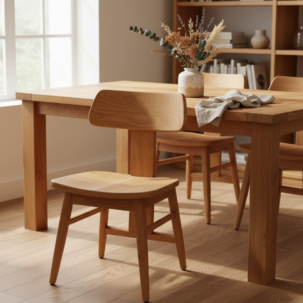 LovYa Eetkamerstoel Teakhout Naturel: Gemaakt voor Stevige Avonden, Warm Zitcomfort. - CustomAI setting