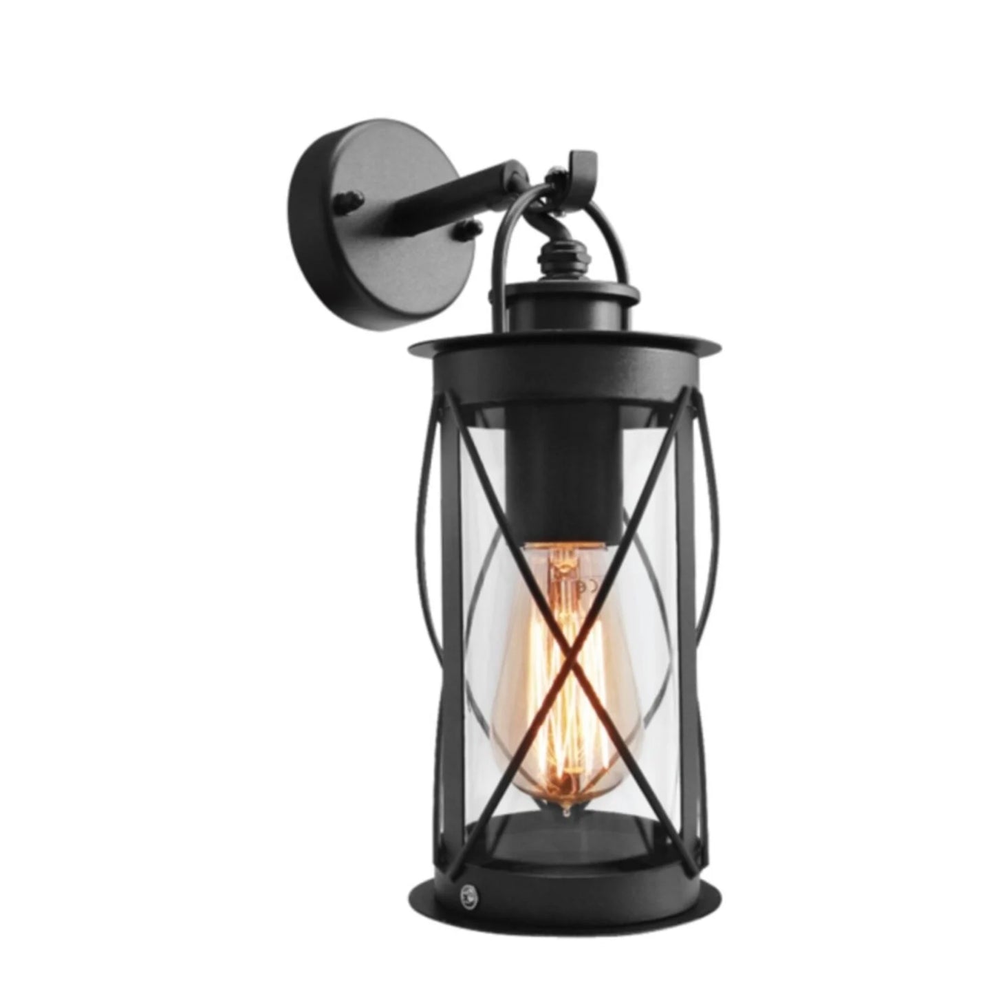 Boris Industriële Buitenlamp - Zwart RVS Wandlamp - E27 - IP44