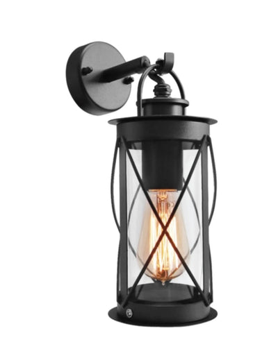 Boris Industriële Buitenlamp - Zwart RVS Wandlamp - E27 - IP44