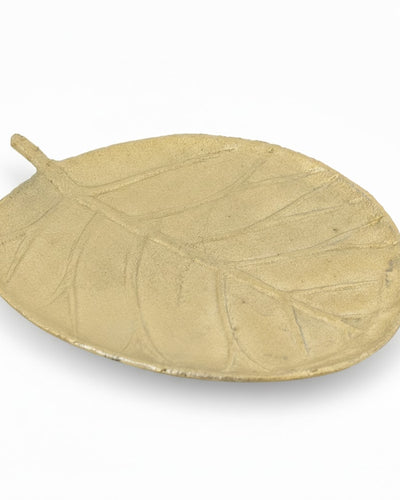 Goudkleurig metalen schaaltje bladvorm – 17,5 cm