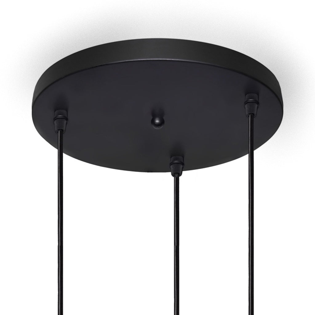 Ronde zwarte plafondplaat met een doorsnede van 35cm voor de 3-lichts Verona hanglamp van Rimisa.