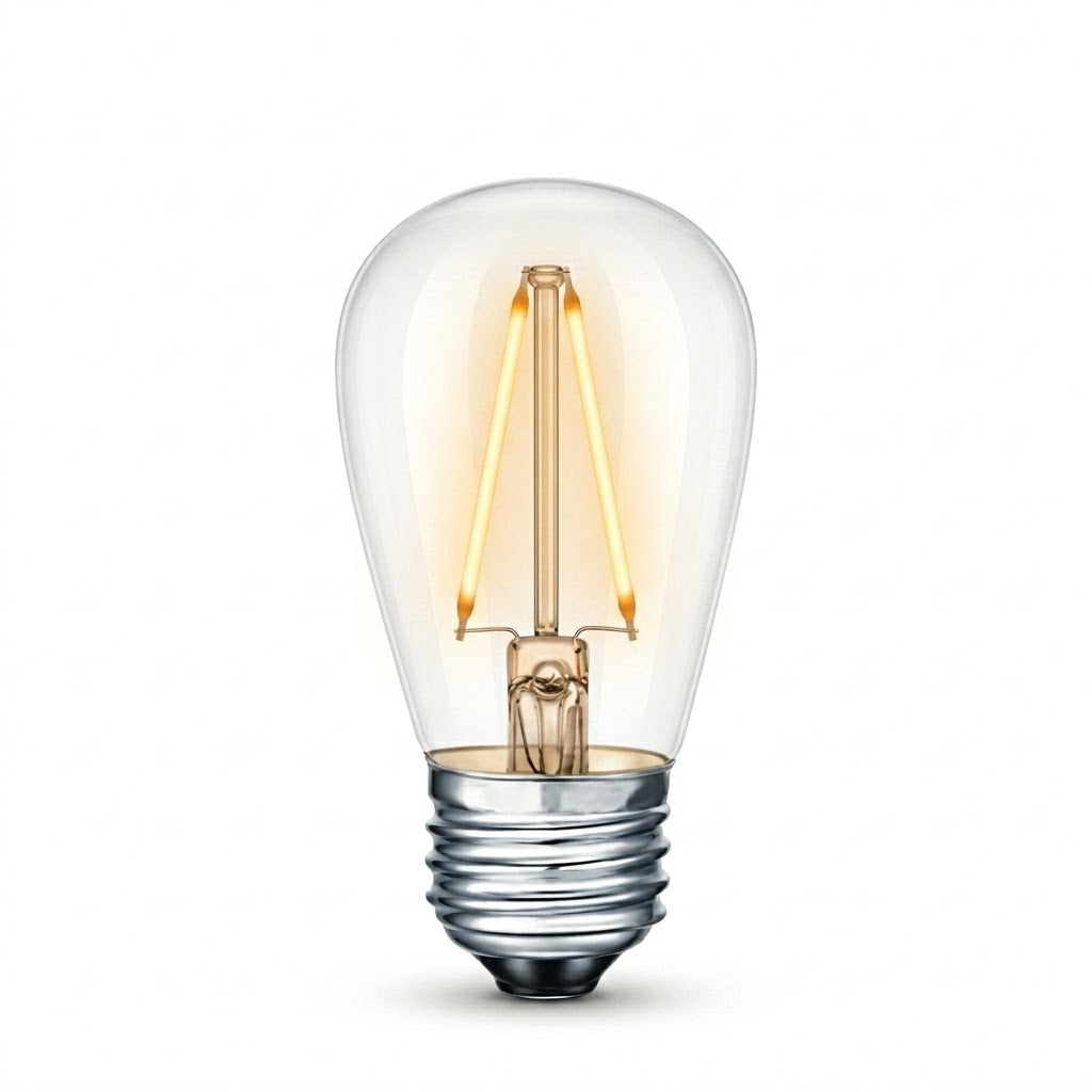 Dimbare LED filament lamp met warm witte gloed en schokbestendige polycarbonaat kap, speciaal voor prikkabel verlichting.