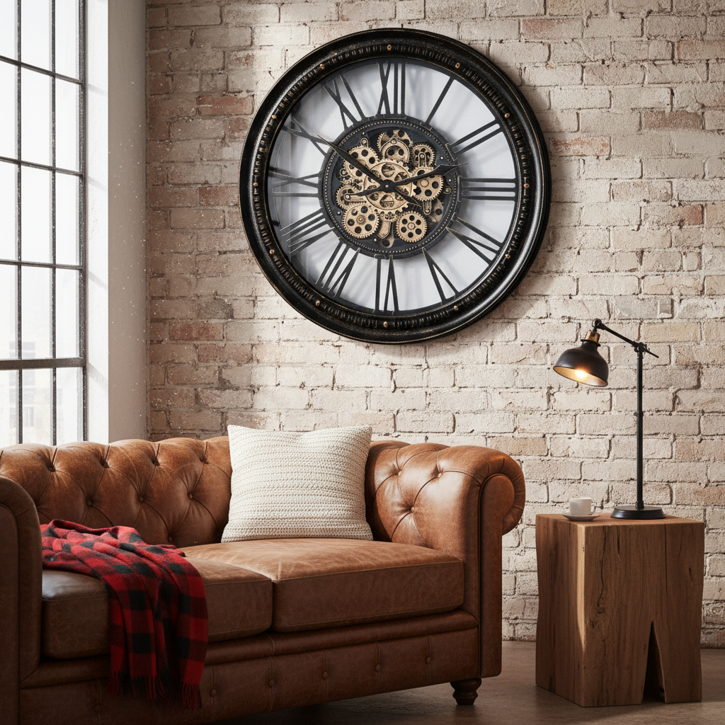 Radarklok Zwart Metaal – Stoere blikvanger met bewegende tandwielen - CustomAI setting