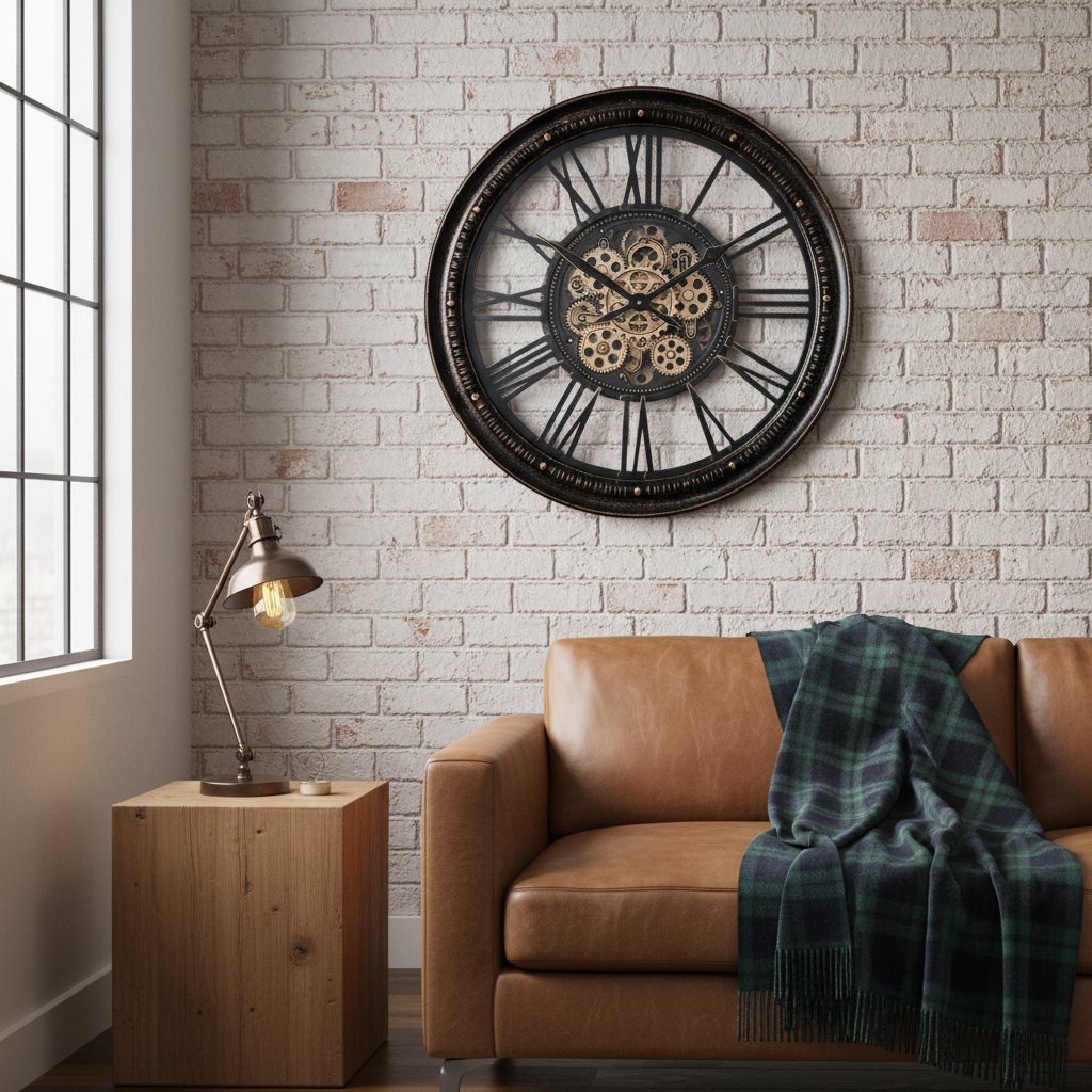Radarklok Zwart Metaal – Stoere blikvanger met bewegende tandwielen - CustomAI setting