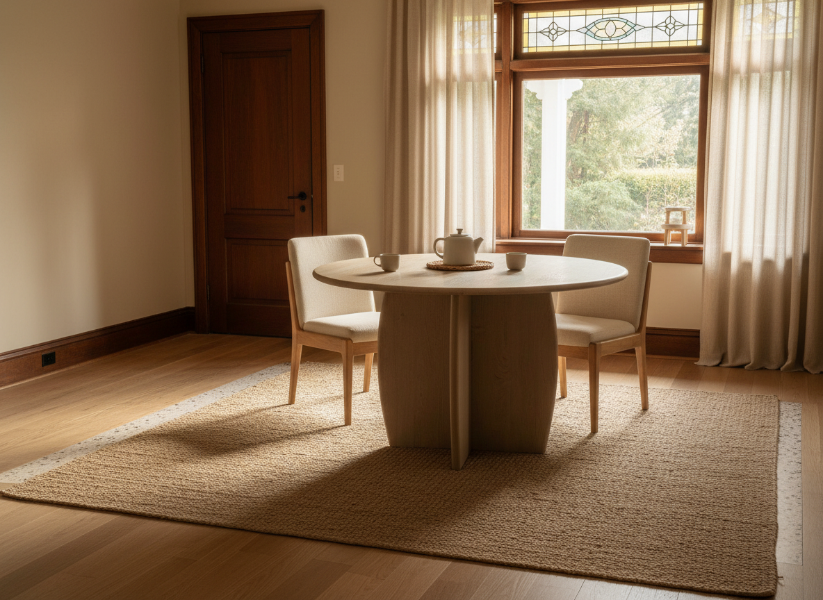 Eetkamertafel Durban in Jaren 30 Interieur met Linnen Stoelen