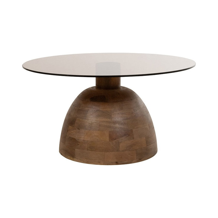 Salontafel Christian Ø78 – Mangohout & Rookglas - Vrijstaand productbeeld Rimisa