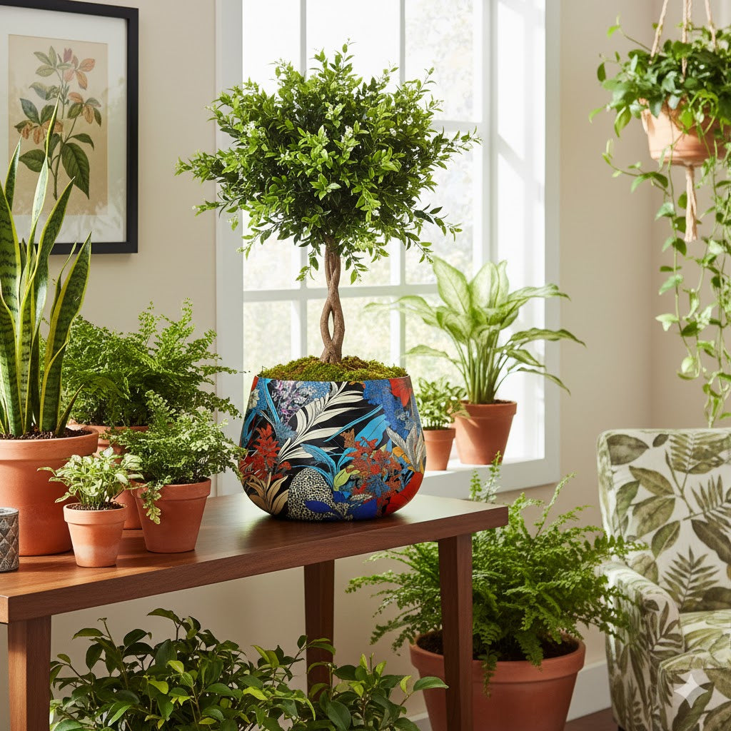 Floral vazen & planter set Blue van 3 by Mooss – geëmailleerd metaal