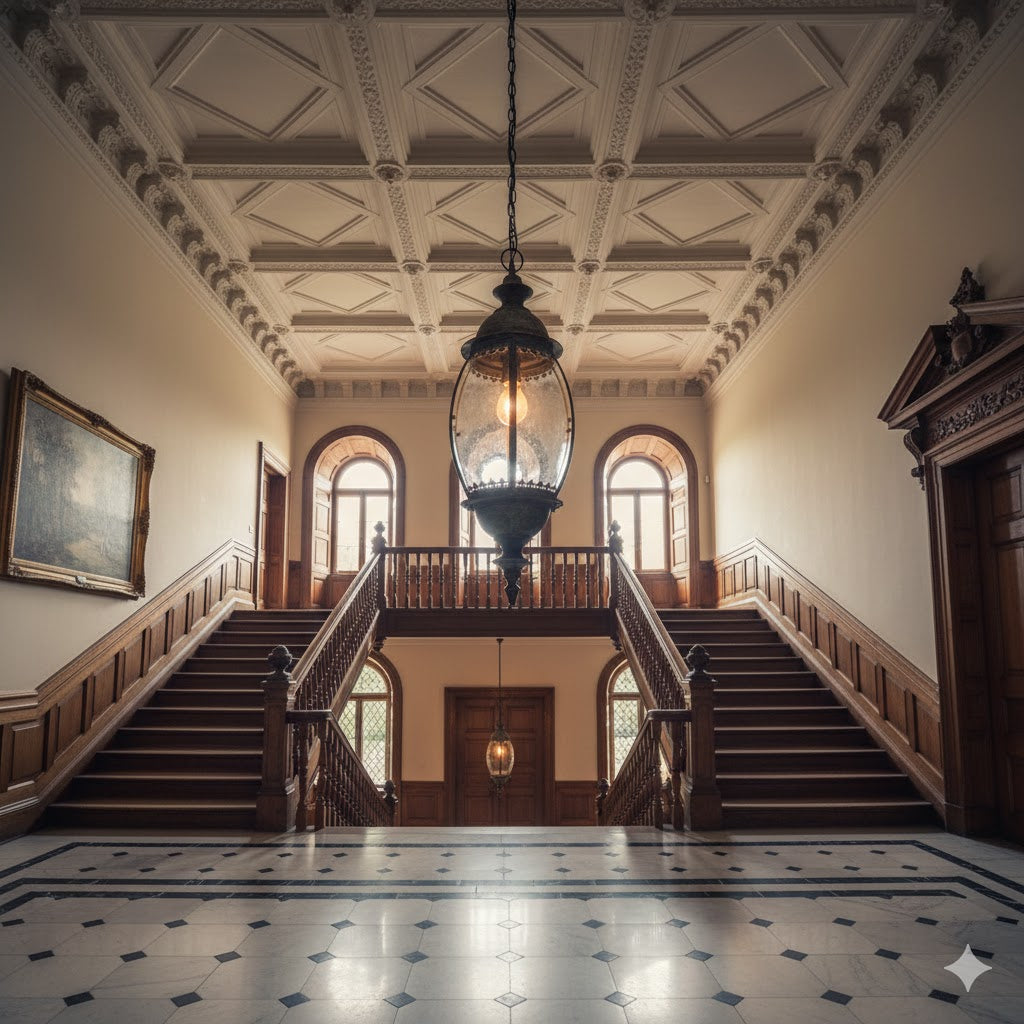 Hanglamp Tiemen antiek | Klassieke hanglamp met glas