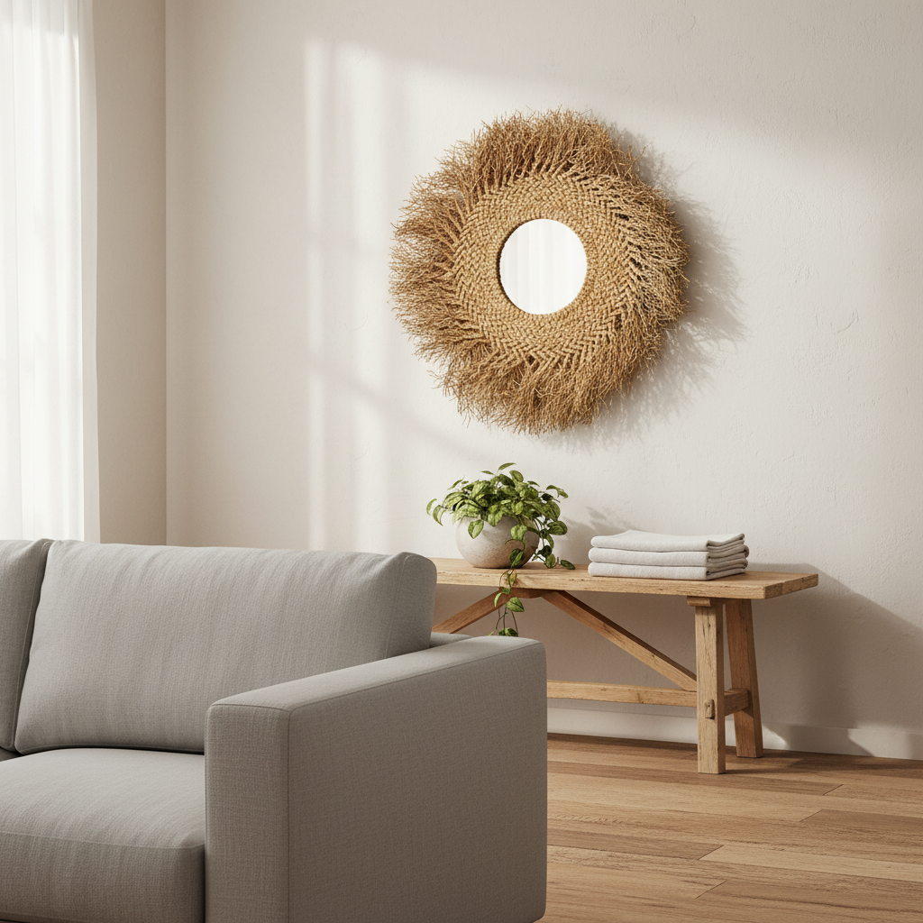 Waterhyacint spiegel naturel - Warme sfeer voor thuis - CustomAI setting