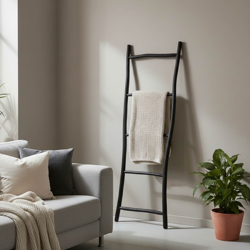 Zwarte Teakhouten Decoratieladder - Stoer & Sfeervol - CustomAI setting